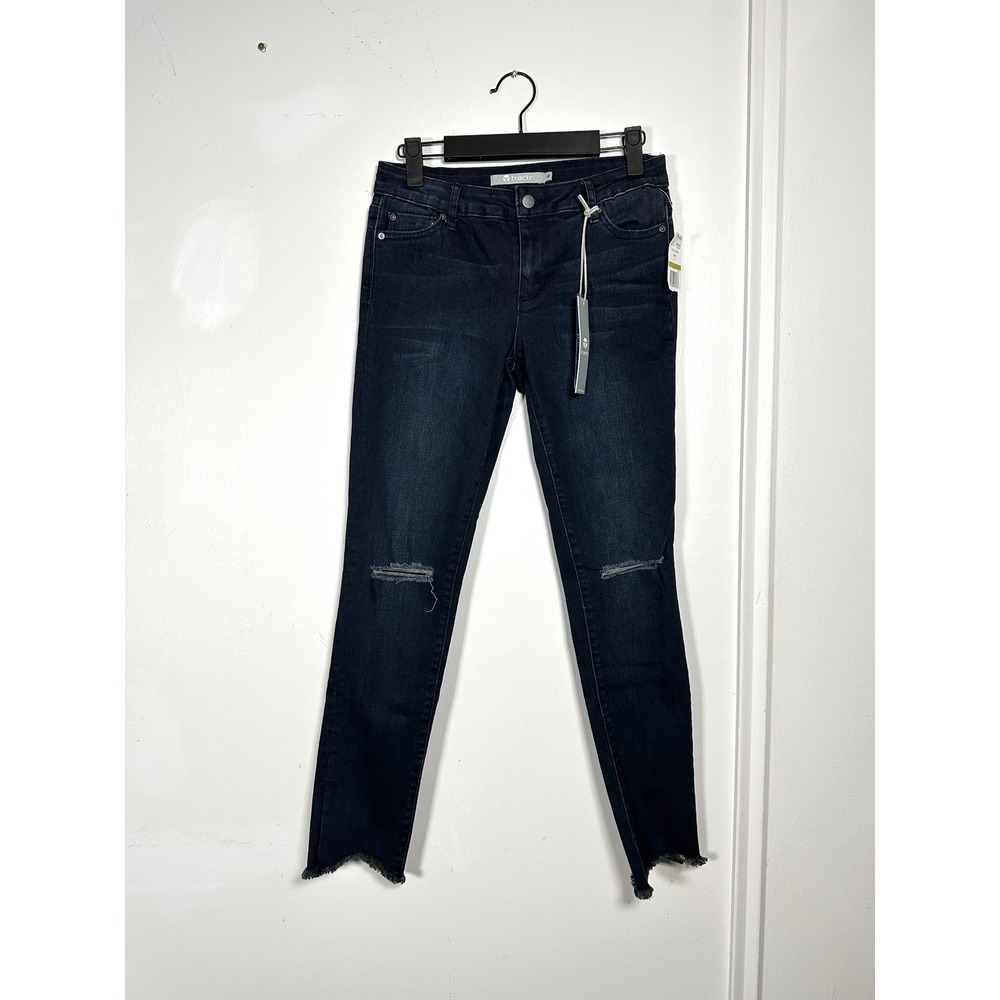 NWT Tractr Jeans Girls 14 DKWS skinny frayed ankle indigo stretch dark‎ wash